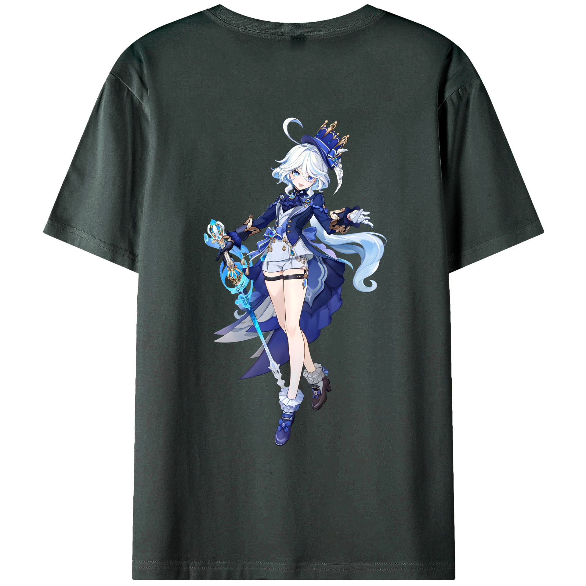 げんし神 フリーナ genshin Furina 綿100％ メンズ半袖Tシャツ（バックプリント） 通気性